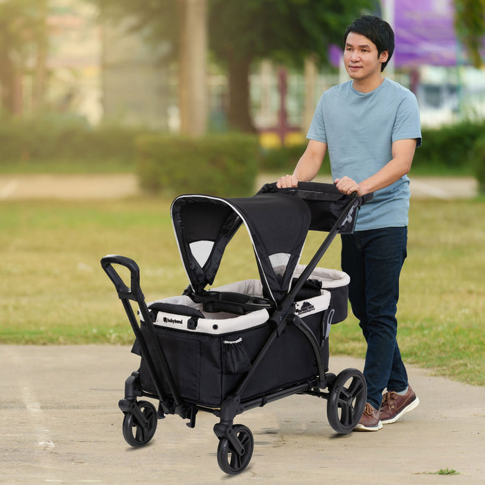 Baby Trend Expedition 2-in-1 Stroller Wagon PLUS w/Canopy & Basket, Modern Khaki