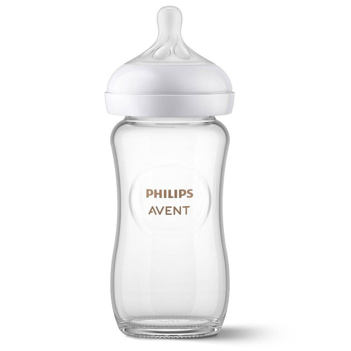 Philips Avent Glass Natural Baby Bottle With Natural Response Nipple 8oz. 1 pack