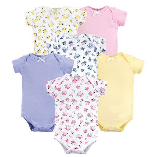 Luvable Friends Baby Girl Cotton Bodysuits 6 Pack, Floral
