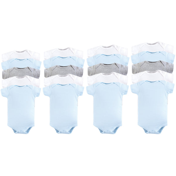 Luvable Friends Baby Boy Cotton Bodysuits 20-pack, Blue Gray, 0-12 Months