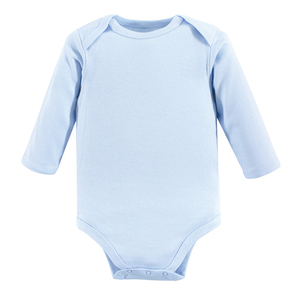 Luvable Friends Baby Boy Long-Sleeve Cotton Bodysuits 1 Pack, Blue