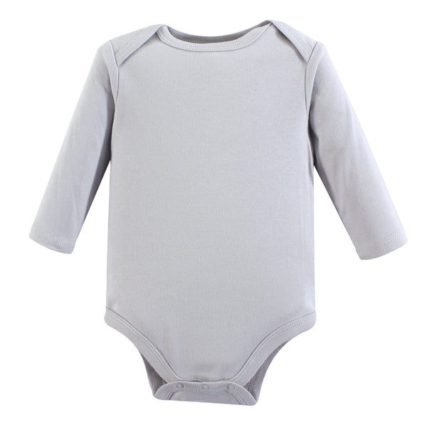 Luvable Friends Long-Sleeve Cotton Bodysuits 1 Pack, Gray