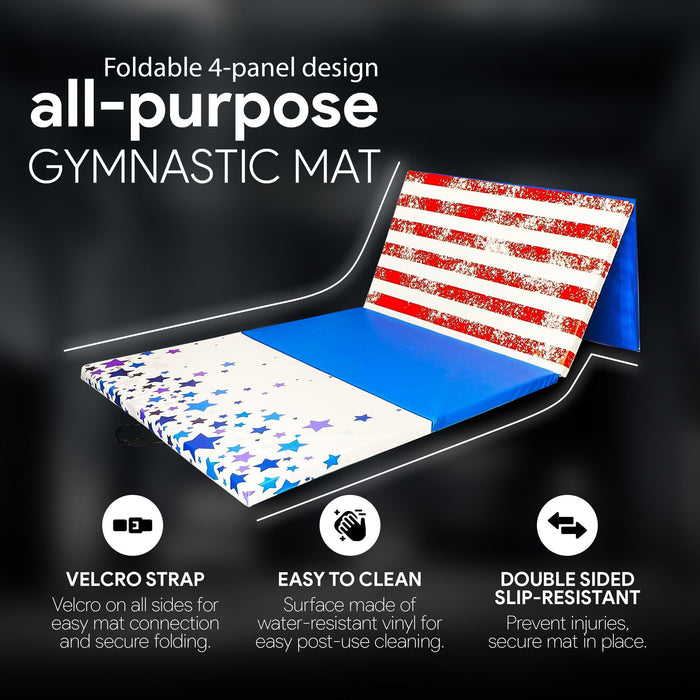 BalanceFrom Fitness 120"x48" All Purpose Gymnastics Exercise Mat, Star/Stripe