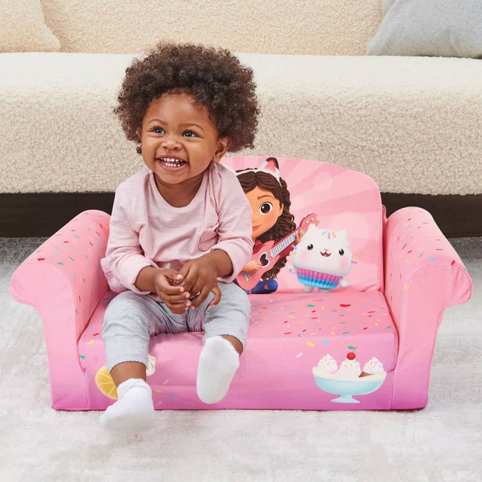 Marshmallow Furniture Kids 2-in-1 Flip Open Foam Sofa Bed, Gabby's Dollhouse