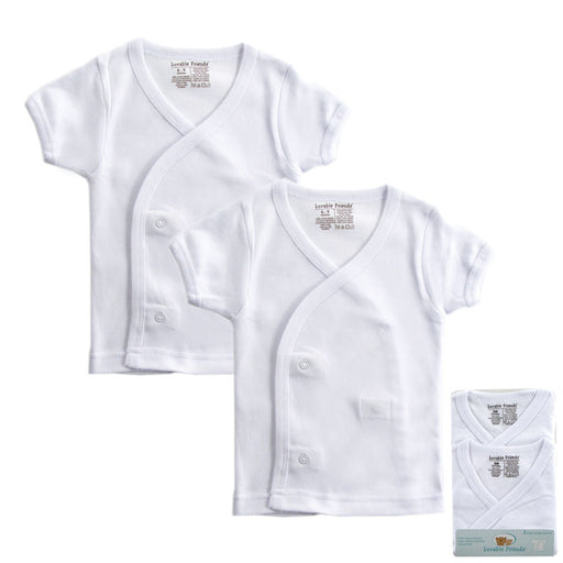 Luvable Friends Baby Gender Neutral Side Snap Shirts, White Short-Sleeve