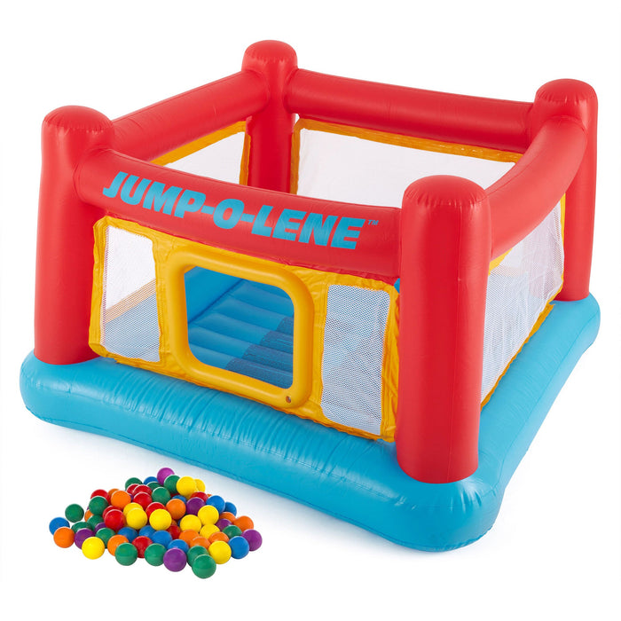 Intex Inflatable Jump-O-Lene Bounce House w/Multi-Colored Fun Ballz, 100 Pack