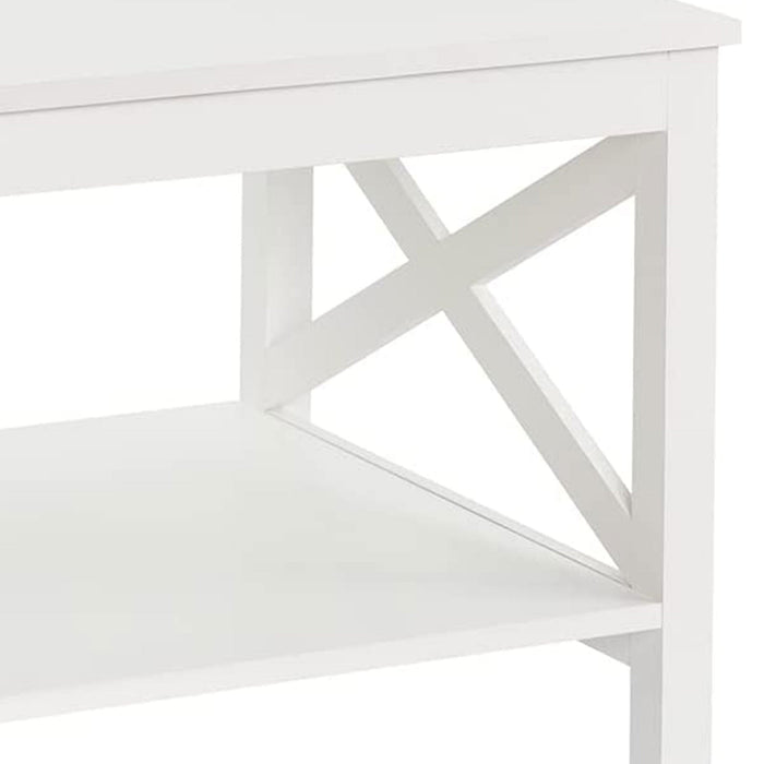 ClosetMaid X Frame Living Room Accent Coffee Table with Shelf Storage, White