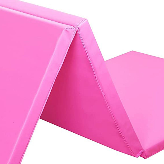 BalanceFrom Fitness GoGym 6'x2'x1.5" Folding 3 Panel Exercise Gym Mat, Pink