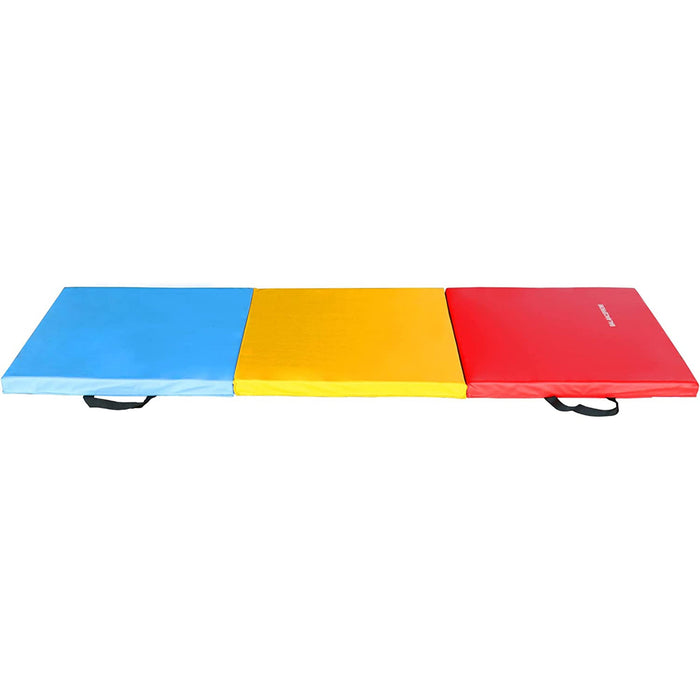 BalanceFrom Fitness GoGym 6x2ft Folding 3 Panel Exercise Mat w/Handles, Multi