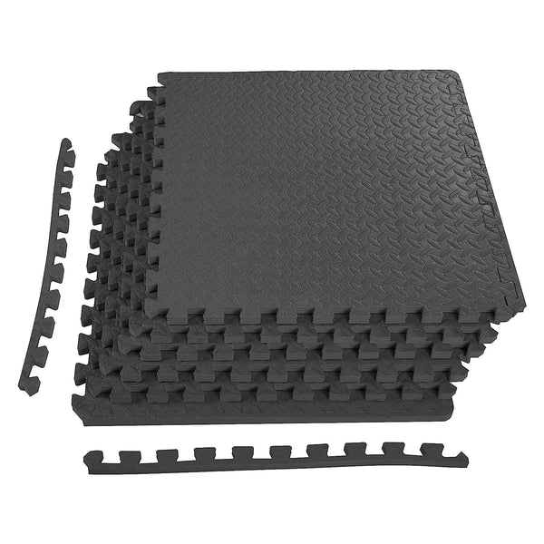 BalanceFrom Fitness 24 Sq Ft Interlocking EVA Foam Exercise Mat Tiles, Black