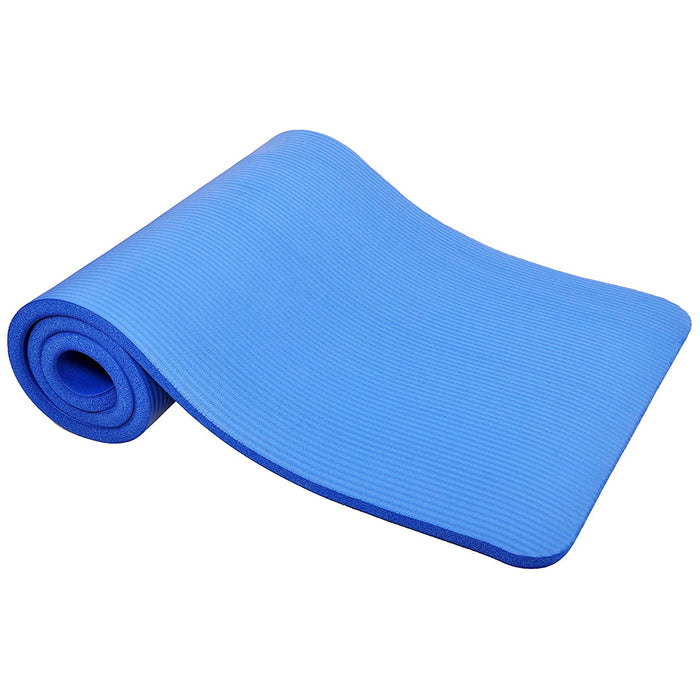 BalanceFrom GoCloud 1" Extra Thick Exercise Yoga Mat with Carrying Strap, Blue