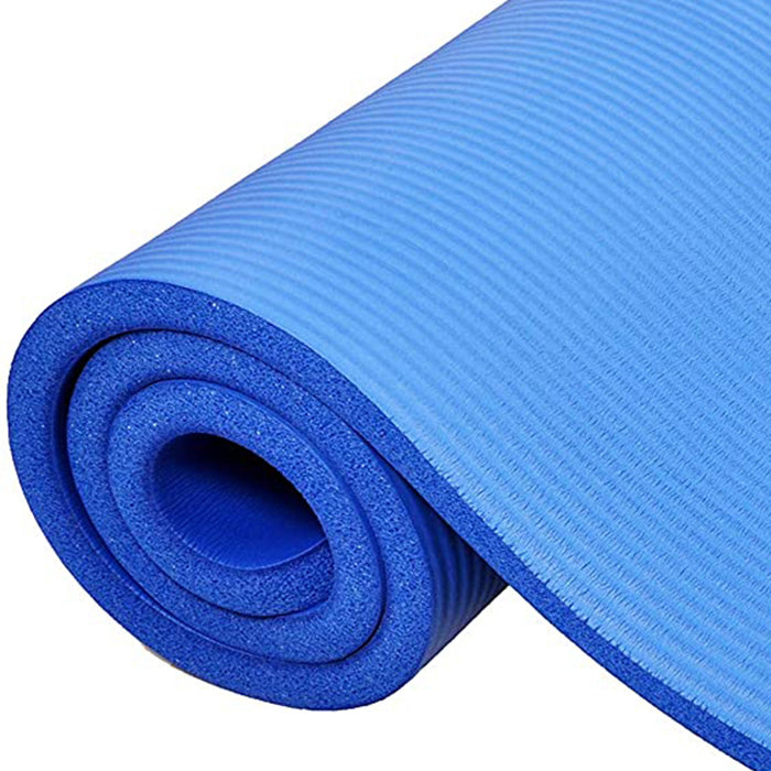 BalanceFrom GoCloud 1" Extra Thick Exercise Yoga Mat with Carrying Strap, Blue