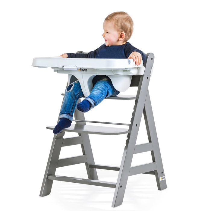 hauck Alpha+/Beta+ High Chair Tray Table, White & Deluxe Seat Cushion Pad, Grey