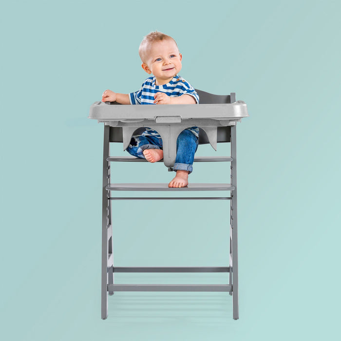 hauck Alpha+ Wooden High Chair with Tray and Safety Bar, Grey