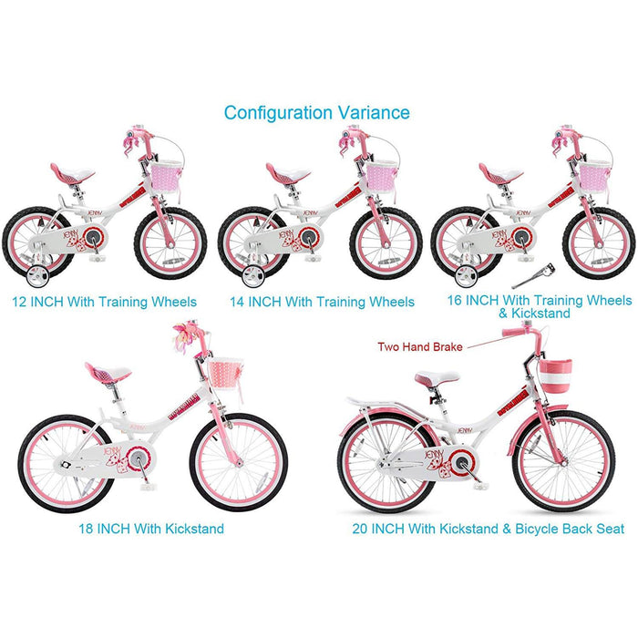 RoyalBaby Jenny Princess 20" Kids Bike w/ Kickstand, Basket & Bell, Pink EL