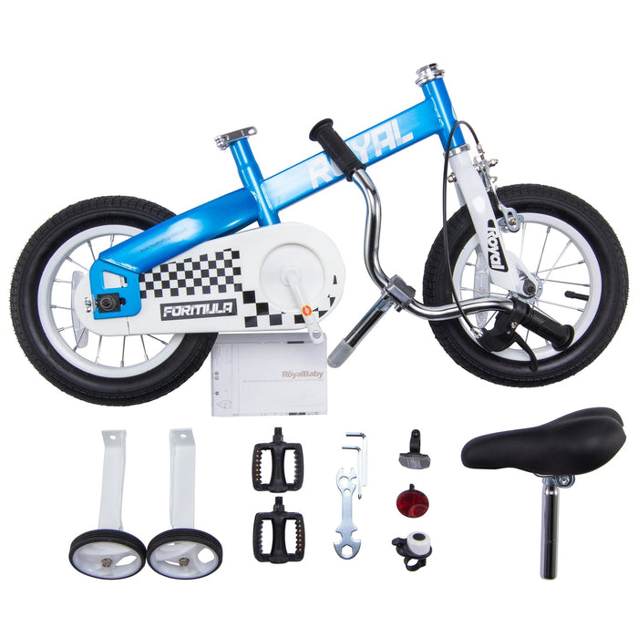 RoyalBaby Formula 16 Inch Kids Bike with Kickstand and Training Wheels, Blue