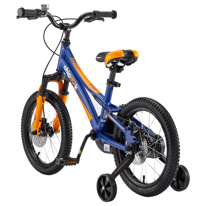 RoyalBaby Chipmunk Explorer 16" Kids Bike w/Training Wheels & Kickstand, Blue