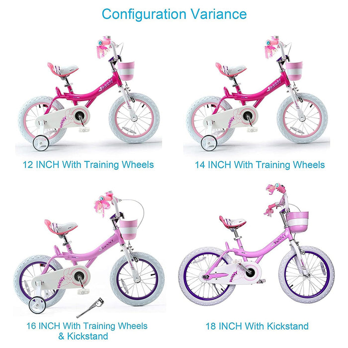 RoyalBaby Bunny 18" Kids Bike with Kickstand, Dual Brakes, Basket & Bell, Pink