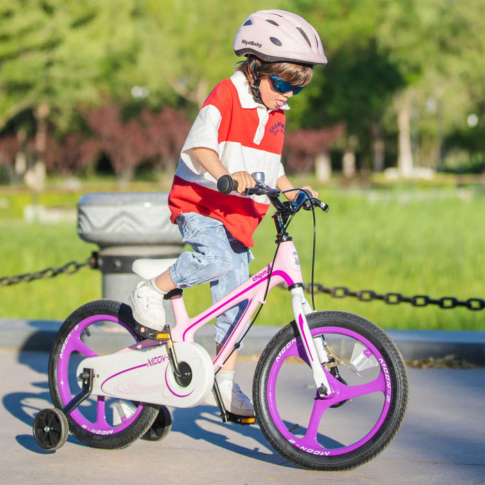 RoyalBaby Moon-5 16" Magnesium Kids Bicycle w/Training Wheels & Kickstand, Pink