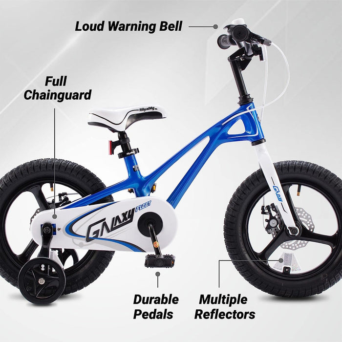 RoyalBaby RoyalMg Galaxy Fleet 16 Inch Kids Bicycle with Training Wheels, Blue