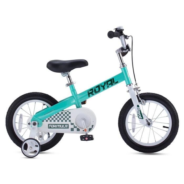 RoyalBaby Formula 16 Inch Kids Bike with Kickstand and Training Wheels, Green