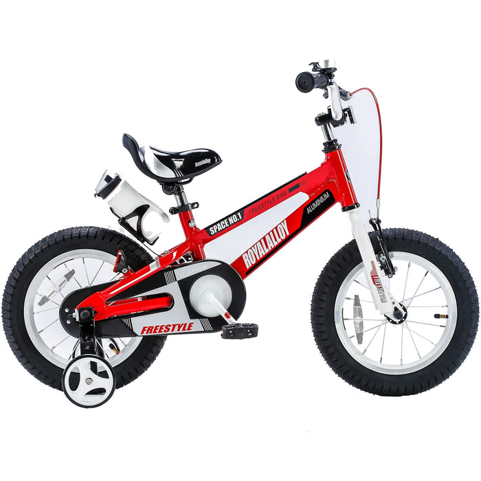 RoyalBaby Space No. 1 Freestyle 14" Kids Bike w/Training Wheels & Bottle, Red