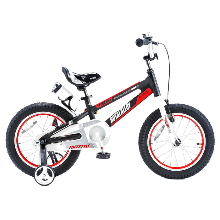 RoyalBaby Space No. 1 Freestyle 16" Kids Bike, Training Wheels & Kickstand,Black