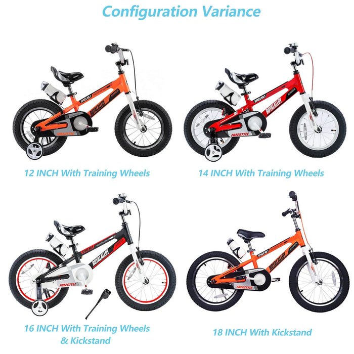 RoyalBaby Space No. 1 Freestyle 16" Kids Bike, Training Wheels & Kickstand,Black