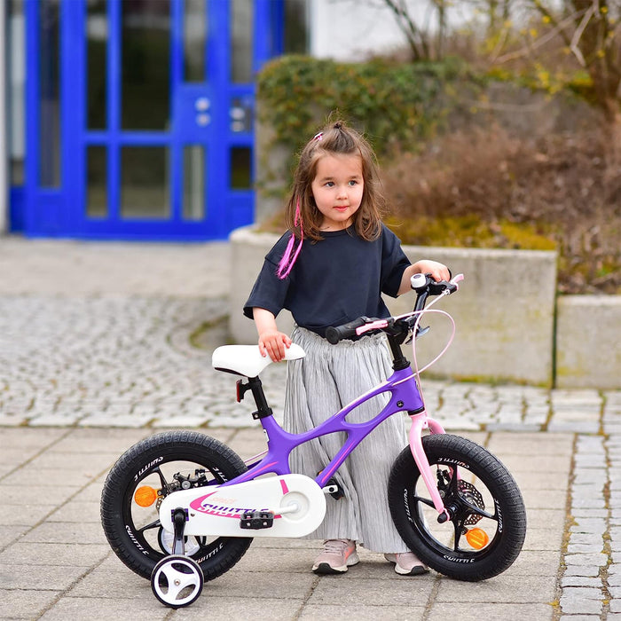 RoyalBaby Space Shuttle 14" Magnesium Alloy Kids Bike w/Training Wheels, Purple