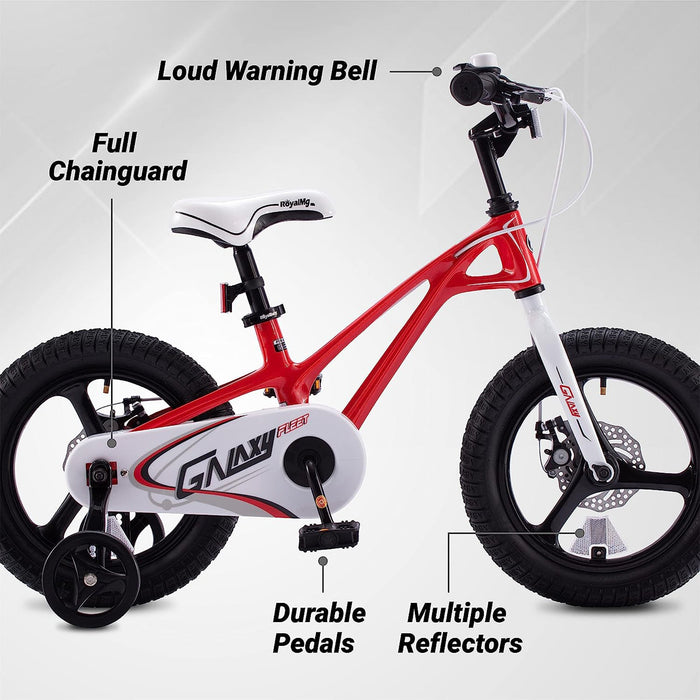 RoyalBaby RoyalMg Galaxy Fleet 16 Inch Kids Bicycle with Training Wheels, Red