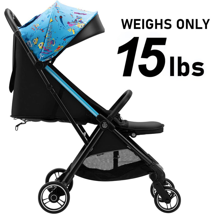 RoyalBaby 360 Classic Seat Compact Fold Portable Travel Stroller, Black/Blue