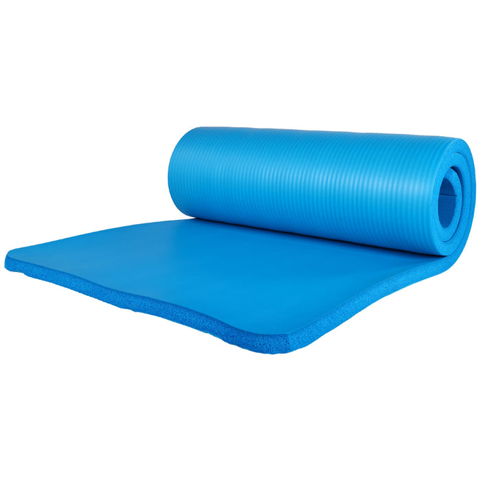 BalanceFrom Fitness 71"x24" Anti Tear Yoga Mat w/Strap, Knee Pad & Blocks, Blue