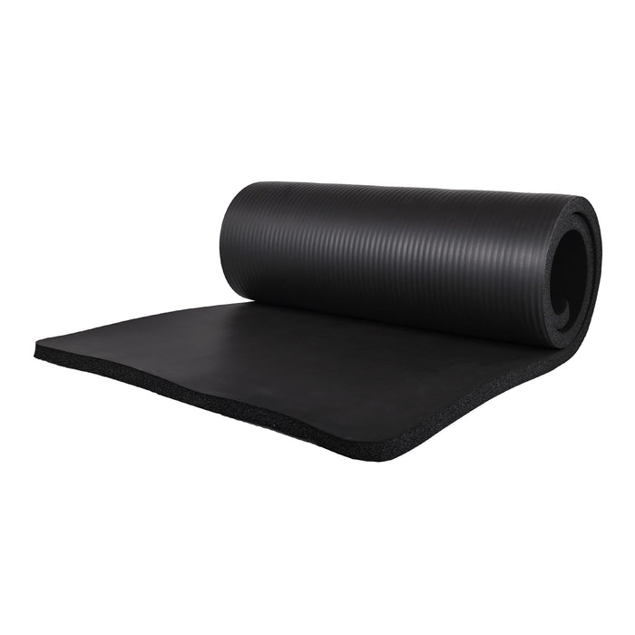 BalanceFrom Fitness 1" Extra Thick Yoga Mat w/Knee Pad and Carrying Strap, Black