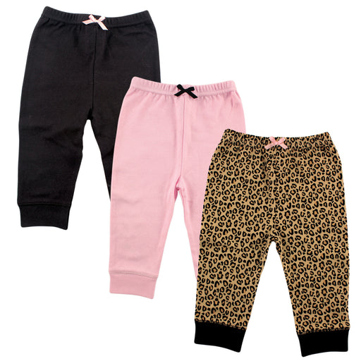 Luvable Friends Baby and Toddler Girl Cotton Pants 3-Pack, Leopard