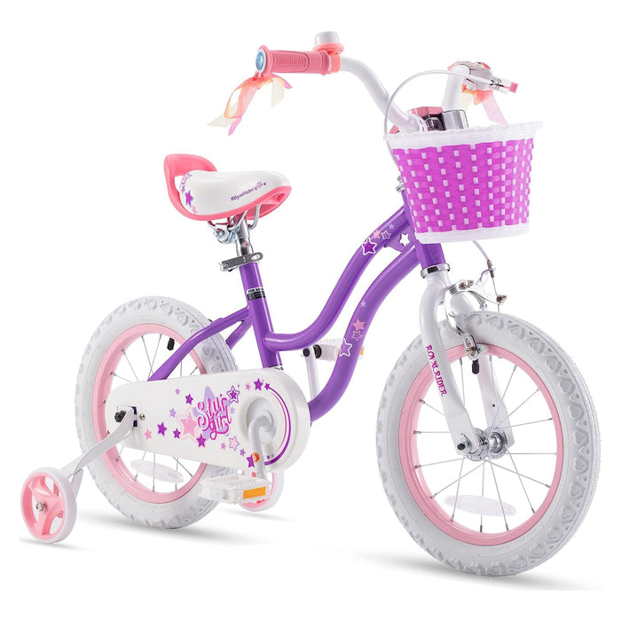 RoyalBaby Stargirl 16" Kids Bicycle with Kickstand and Training Wheels, Purple