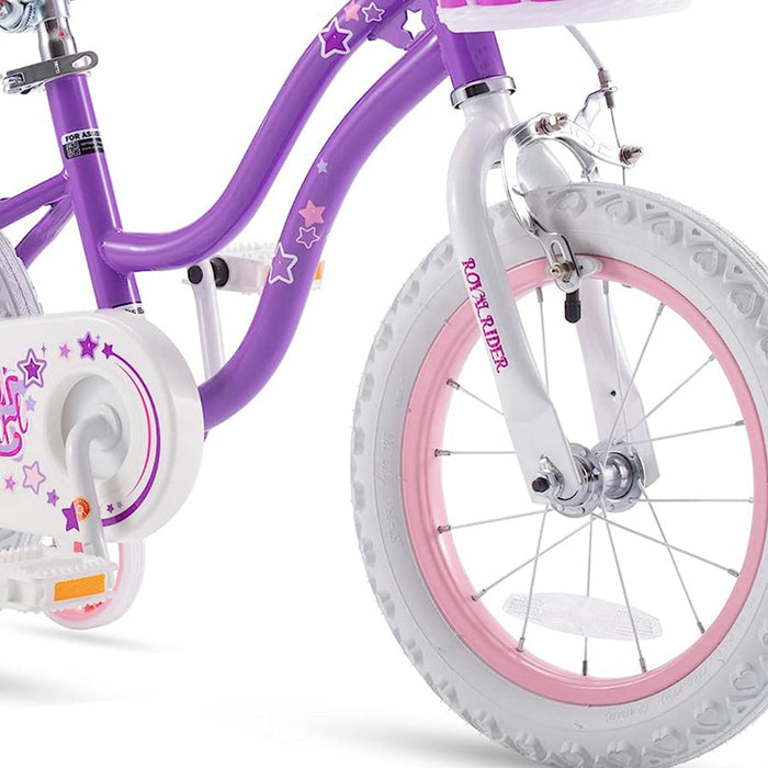 RoyalBaby Stargirl 16" Kids Bicycle with Kickstand and Training Wheels, Purple