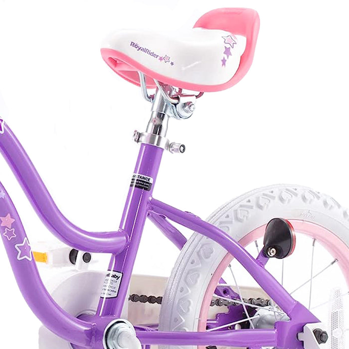 RoyalBaby Stargirl 12" Kids Bicycle with Basket, Bell & Training Wheels, Purple