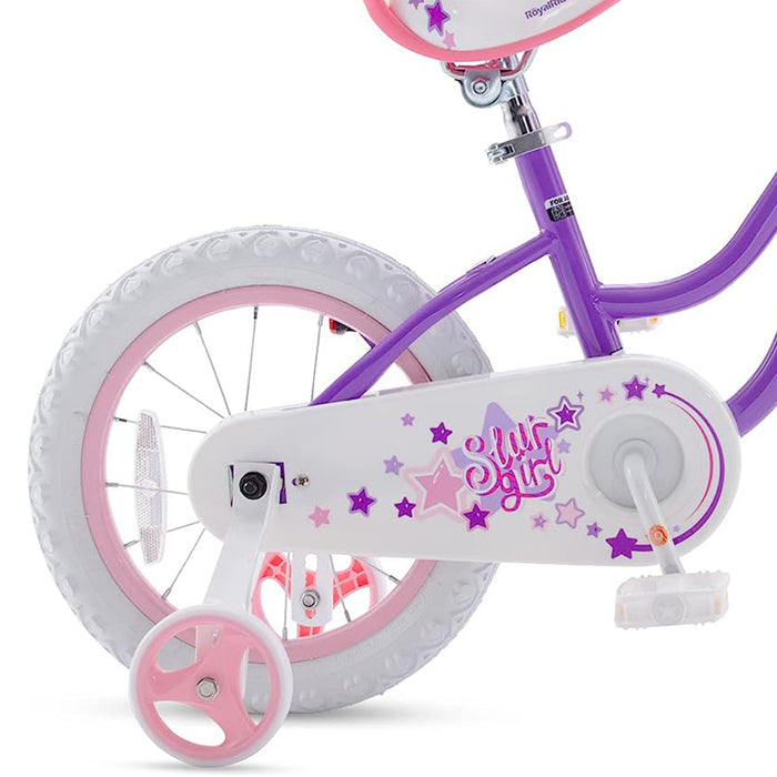 RoyalBaby Stargirl 12" Kids Bicycle with Basket, Bell & Training Wheels, Purple