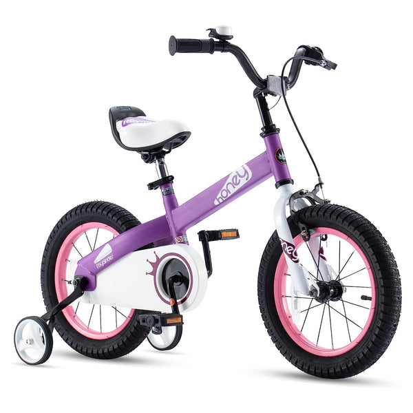 RoyalBaby Cubetube Honey 16 Inch Kids Bike w/Training Wheels & Kickstand, Purple