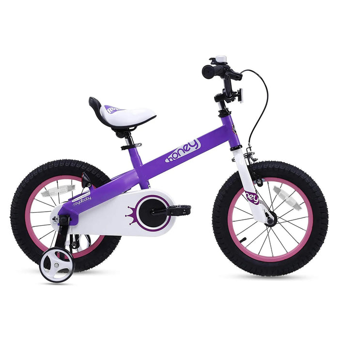 RoyalBaby Cubetube Honey 16 Inch Kids Bike w/Training Wheels & Kickstand, Purple