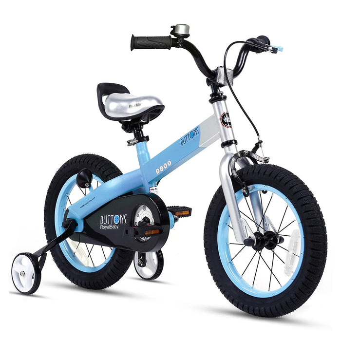 RoyalBaby Cubetube Button 12 Inch Kids Bike with Training Wheels, Matte Blue