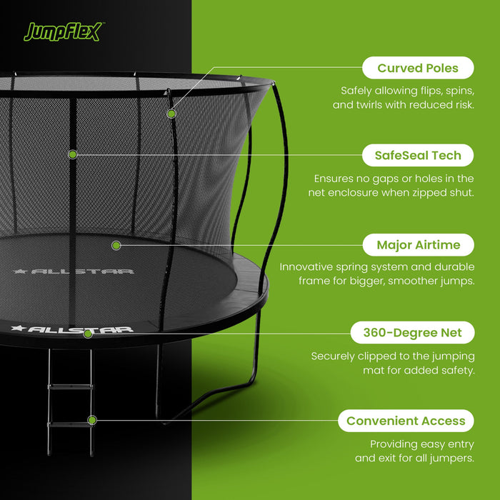 ALLSTAR 10' Trampoline for Kids Outdoor Backyard Play Equipment w/ Net & Ladder