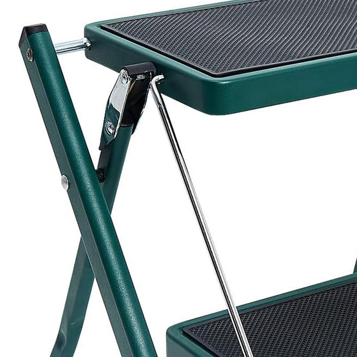 Delxo Foldable Steel 2 Step Stool Step Ladder with Non Slip Wide Pedal, Green