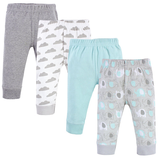 Luvable Friends Baby and Toddler Boy Cotton Pants 4-Pack, Boy Basic Elephant