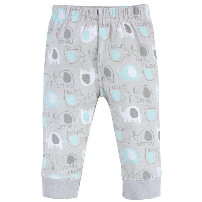 Luvable Friends Baby and Toddler Boy Cotton Pants 4-Pack, Boy Basic Elephant