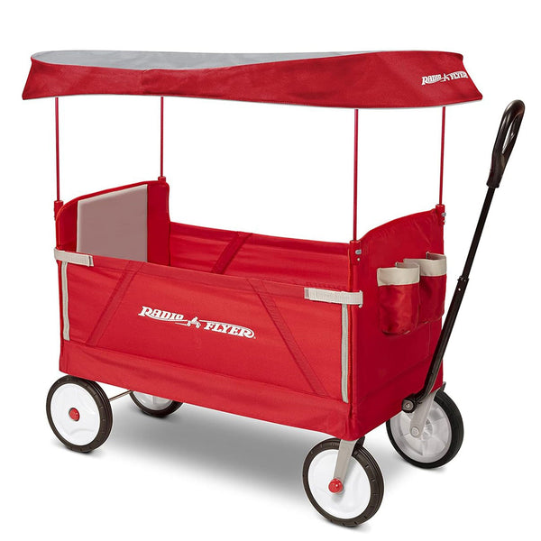 Radio Flyer 3 in 1 EZ Fold Wagon All Terrain Off Road Cart with Canopy, Red