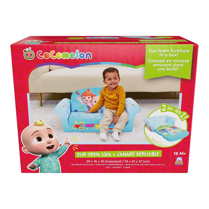 Marshmallow Furniture Kids 2-in-1 Flip Open Foam Compress Sofa Bed, Cocomelon