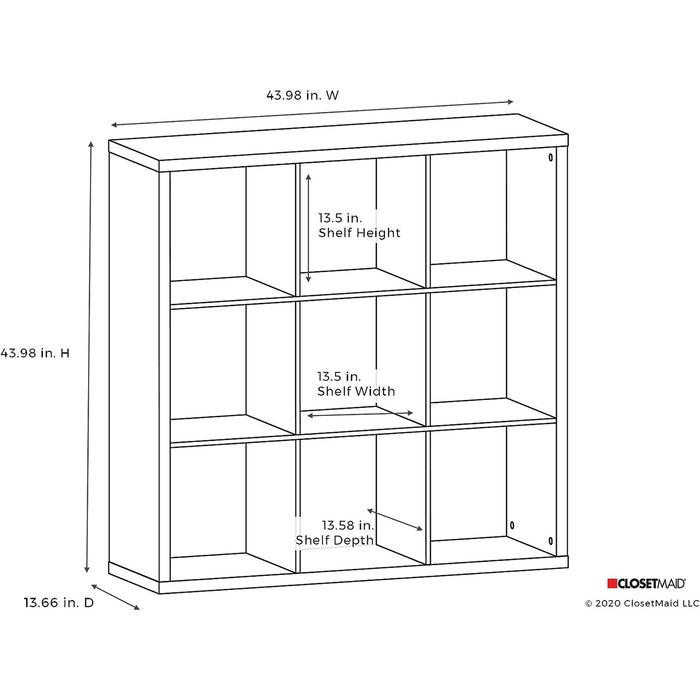 ClosetMaid 9 Cube Storage Shelf Bookshelf Home Organizer with Back Panel, Black