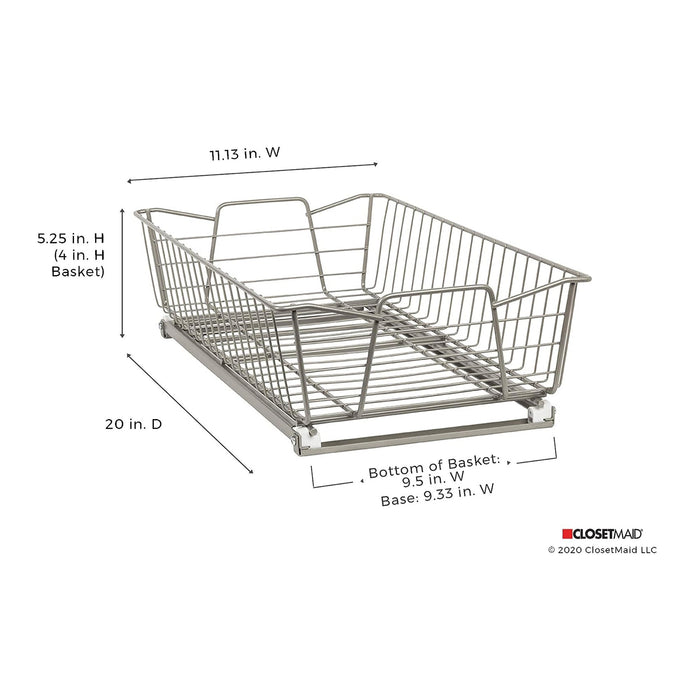 ClosetMaid 11 Inch Wide Kitchen Single Tier Cabinet Pull Out Basket, Nickel