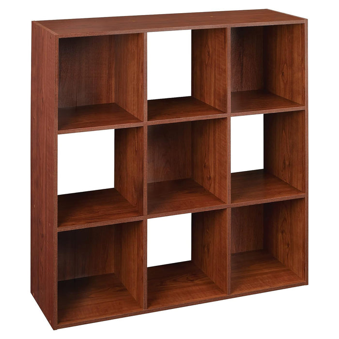 ClosetMaid 9 Cube Cubby Wood Open Bookcase Display Shelf Organizer, Dark Cherry